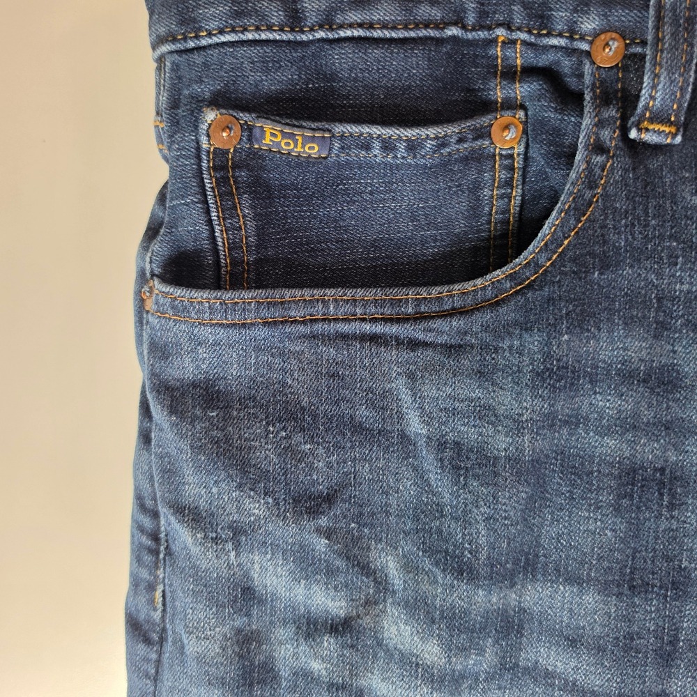 Polo Ralph Lauren Sullivan Slim Jeans Mens 40x32 Dark Wash Blue Stretch Denim - Picture 7 of 9